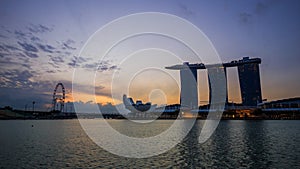 Time-lapse of urban cityscape of Singapore with sunrise