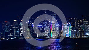 Time Lapse of Victoria Harbour and Hong Kong Skyline at Night - Hong Kong China