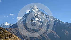 Time lapse video with clouds around Mount Machhapuchhre