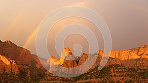 Time lapse video of rainbow in Kolob Canyon Zion Nat. park Utah at sunset