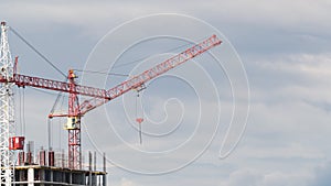 Time lapse view Modern building condominium under crane construction