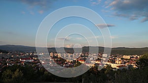 Time lapse view over Ramnicu Valcea, a city in Romania