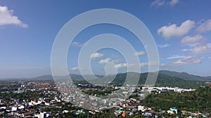 Time lapse of View Point with beautiful cloud in Phuket Thailand, City view from Rang Hill - Urban landscape