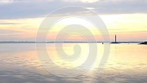 Time lapse with water landscape, lighthouse and