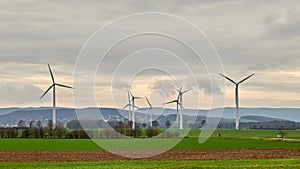 Time lapse of wind mills farm park in Lower Saxony, Germany.