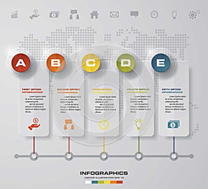 Time line description. 5 steps timeline infographic for business design