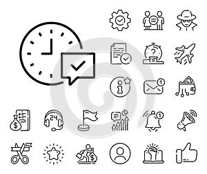 Time line icon. Select alarm sign. Salaryman, gender equality and alert bell. Vector