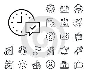 Time line icon. Select alarm sign. Salaryman, gender equality and alert bell. Vector photo