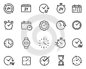 Time line icon set, schedule and data symbol