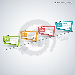 Time line info graphic with abstract colored oblique pointers