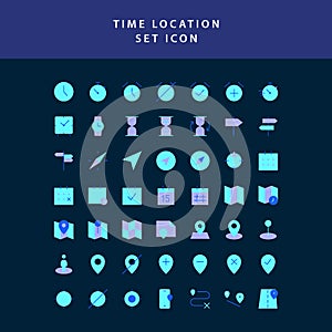 Time location  flat style design icon set