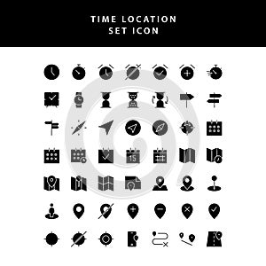 Time location glyph style  icon set