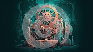 A time machine with gears and cogs