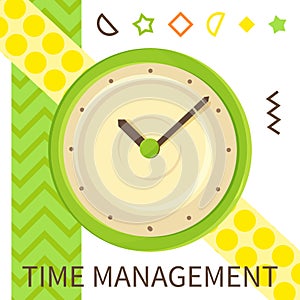 Time management banner. Alarm clock fast speed quick time vector icon flat business illustration