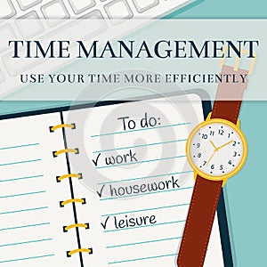 Time management banner. Vector concept background.