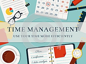 Time management banner. Vector concept background.
