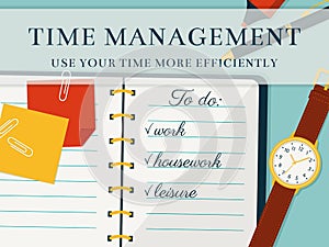 Time management banner. Vector concept background.