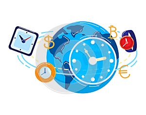 Time management business, deadline success, strategy concept, isolated on white, design, flat style vector illustration.
