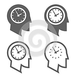 Time management businessman head deadline concept icons design vector illustration