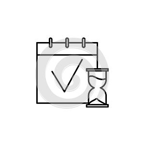 Time management, calendar, clock, clock icon. Element of time management icon. Thin line icon for website design and development,