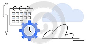 Cloud-Based Task Management and Time Optimization with Calendar and Gear Icon