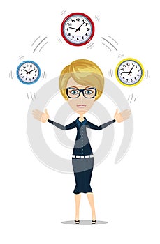 Time management concept with businesswoman.