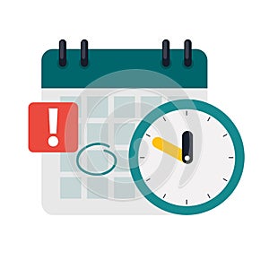 Time management concept with calendar date and clock icon. Vector Illustration. EPS10