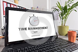 Time management concept on a laptop