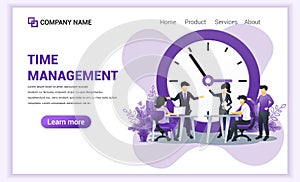 Time management concept with people planning a schedule.Business leadership, partnership, team work. Can use for web banner,