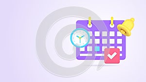 Time management deadline agenda important meeting calendar reminder notification 3d icon vector