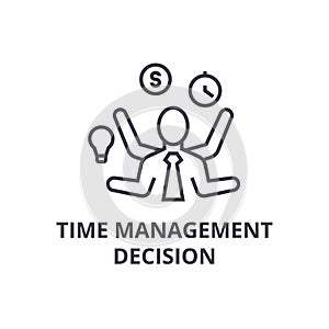 Time management decision thin line icon, sign, symbol, illustation, linear concept, vector