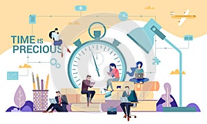 Time management, efficiency, productivity concept. Flat illustration concept.