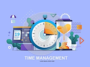 Time management flat concept with gradients.