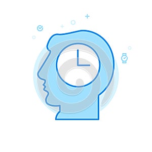 Time Management Flat Vector Icon, Symbol, Pictogram, Sign. Light Blue Monochrome Design. Editable Stroke