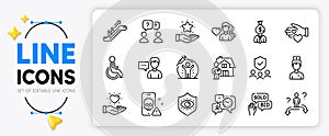 Time management, Hold heart and Escalator line icons. For web app. Vector