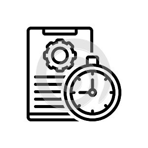 Black line icon for Time Management, organize and document photo