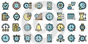 Time management icons set vector flat
