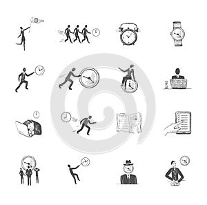 Time management icons sketch