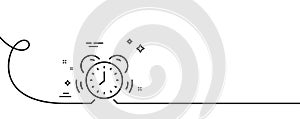 Time management line icon. Alarm clock sign. Watch. Continuous line with curl. Vector