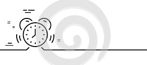 Time management line icon. Alarm clock sign. Watch. Minimal line pattern banner. Vector