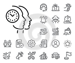 Time management line icon. Clock sign. Teamwork. Salaryman, gender equality and alert bell. Vector