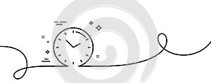 Time management line icon. Clock sign. Watch. Continuous line with curl. Vector