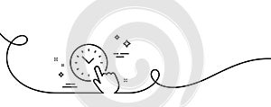 Time management line icon. Clock sign. Watch. Continuous line with curl. Vector