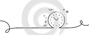 Time management line icon. Clock sign. Watch. Continuous line with curl. Vector