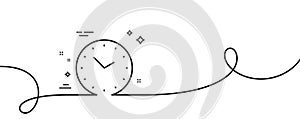 Time management line icon. Clock sign. Watch. Continuous line with curl. Vector