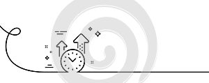 Time management line icon. Clock sign. Watch. Continuous line with curl. Vector