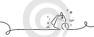 Time management line icon. Clock tags sign. Watch. Continuous line with curl. Vector