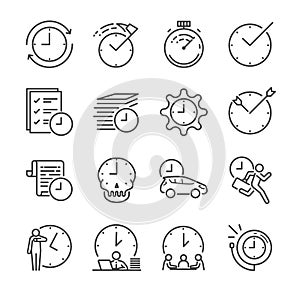 Time Management line icon set