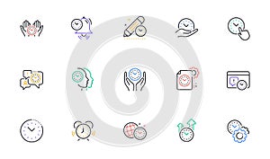 Time management line icons. Alarm clock, timer plan and project deadline. Linear set. Vector