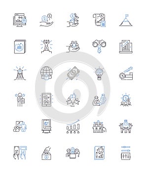 Time management line icons collection. Priority, Efficiency, Planning, Discipline, Scheduling, Balance, Procrastination